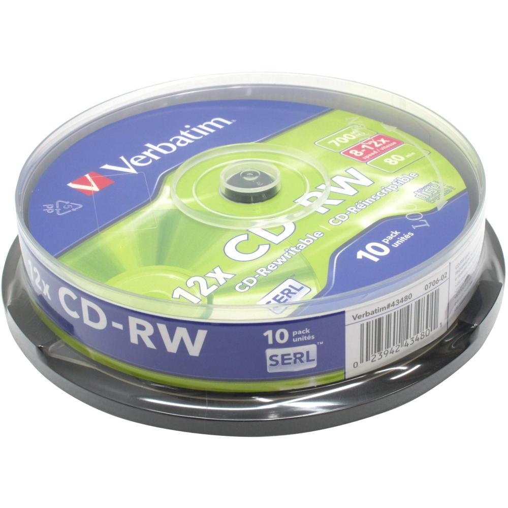  CD-RW  700MB 8-12x, 10  cake box, Verbatim